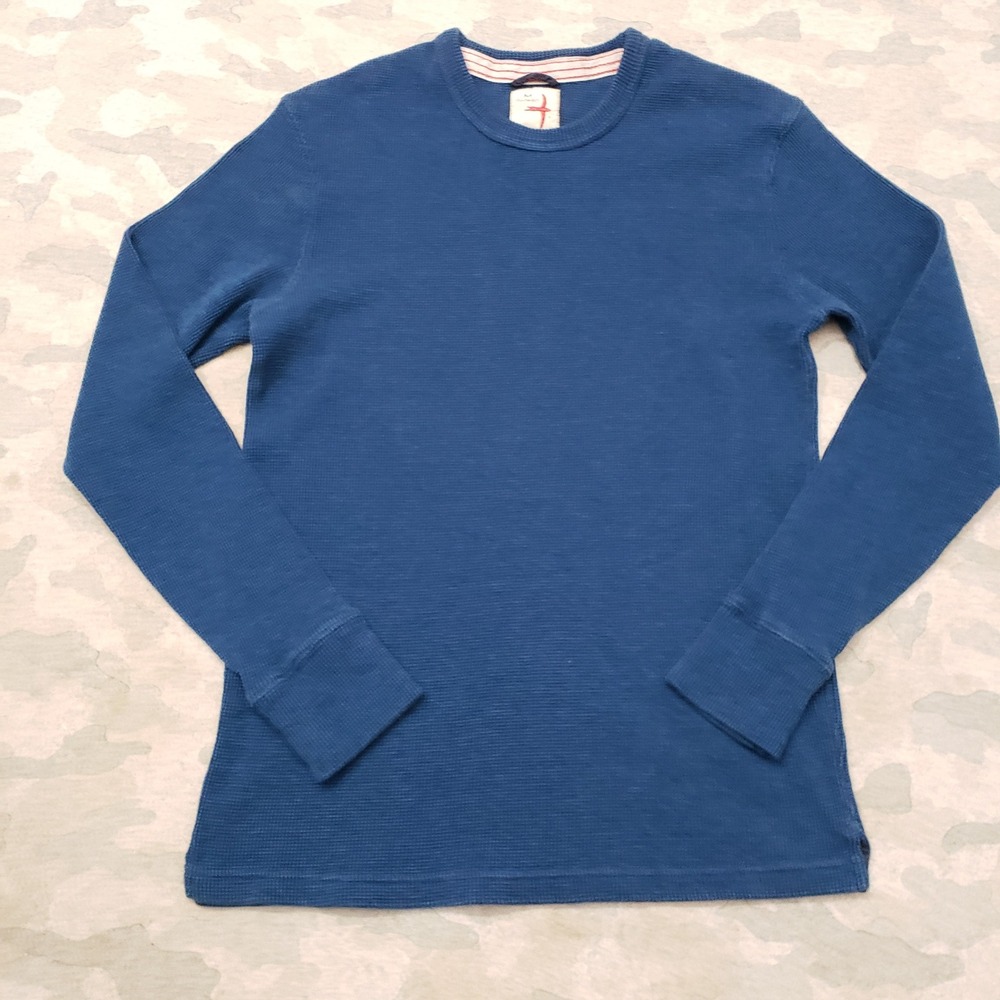 Relwen Thermal Shirt Mens Medium Blue Waffle Knit Long Sleeve Crew Neck